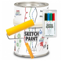 Маркерная краска SketchPaint белый глянец 1 литр KIT (набор)